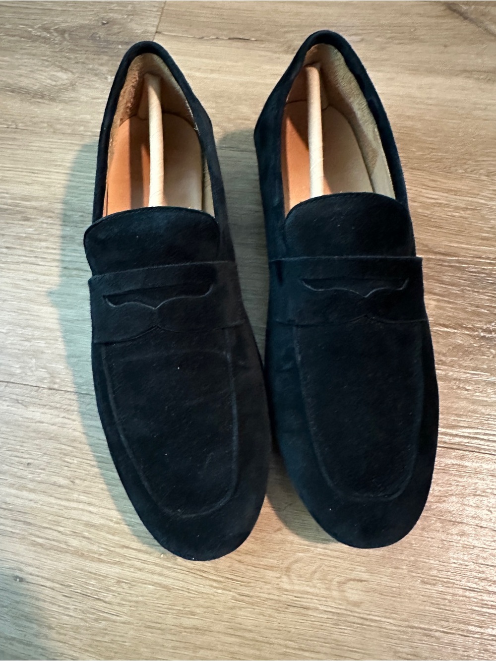 Quince Black Suede Penny Loafers